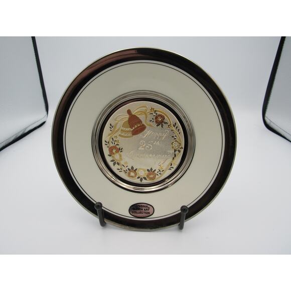 The Art of Chokin Dynasty Gallery 25th Anniversary Plate Porcelain Silver Rim - Picture 1 of 12